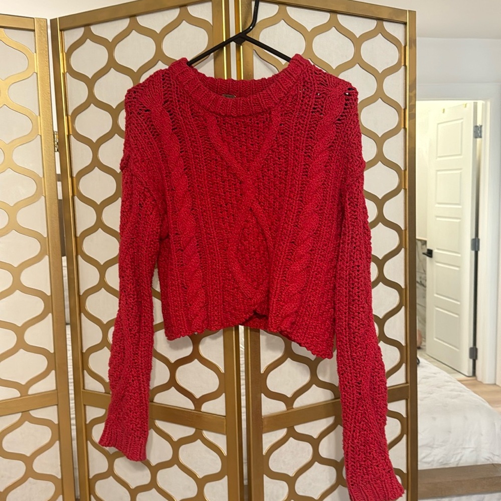Free people knitted sweater red
